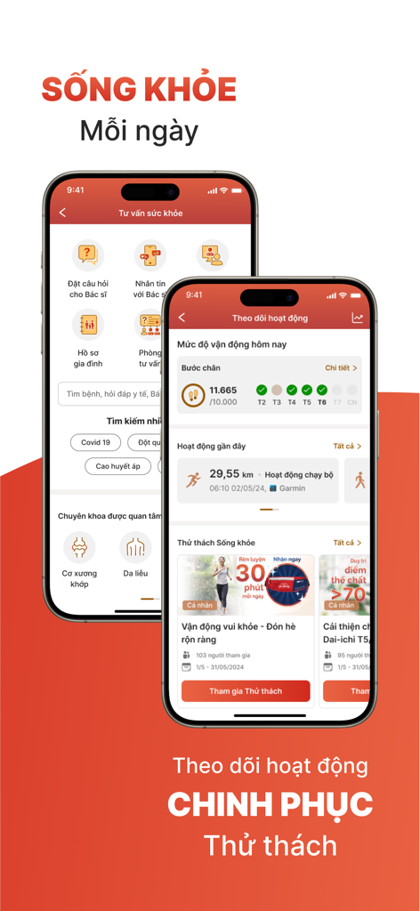 Dai-ichi Connect - Screenshots of Dai-ichi Connect app showing health tracking and medical consultation features