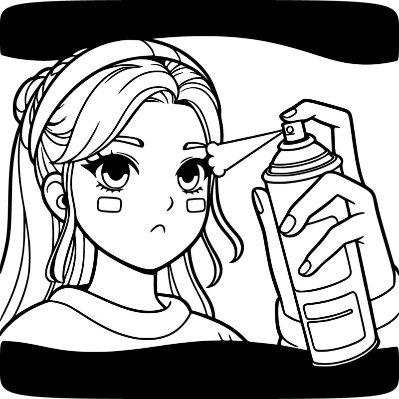 a girl spray painting her face realistic