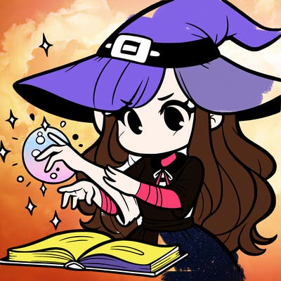 a witch girl making a spell