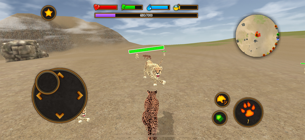 Third person view of a leopard in the 3D safari environment of the Clan Of Leopards mobile game