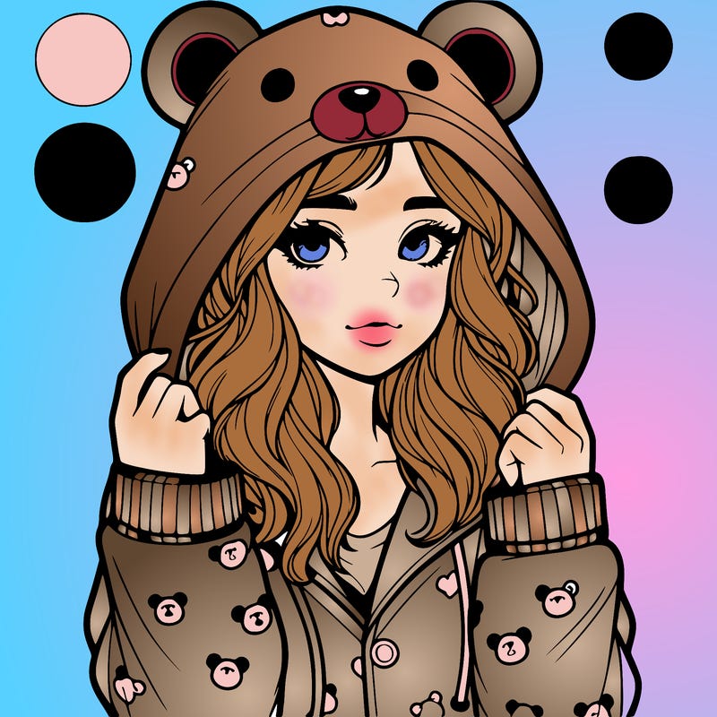 realistic girl in a animal pjs hoodie