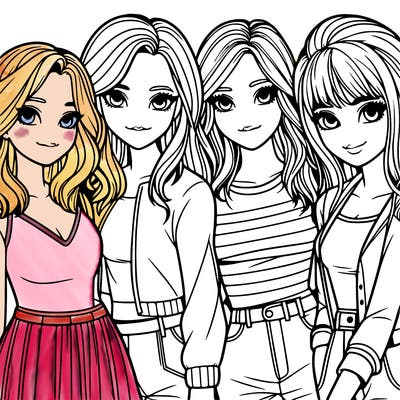 a group of girls realistic