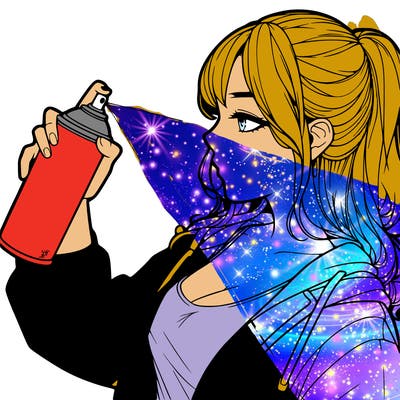 a realistic girl spray, painting