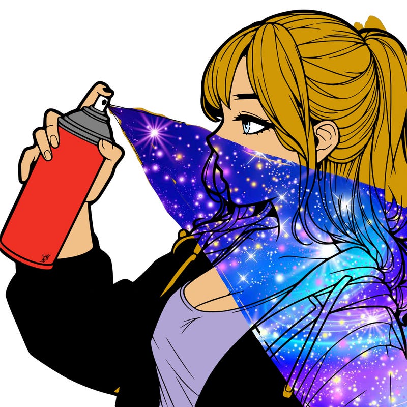 a realistic girl spray, painting