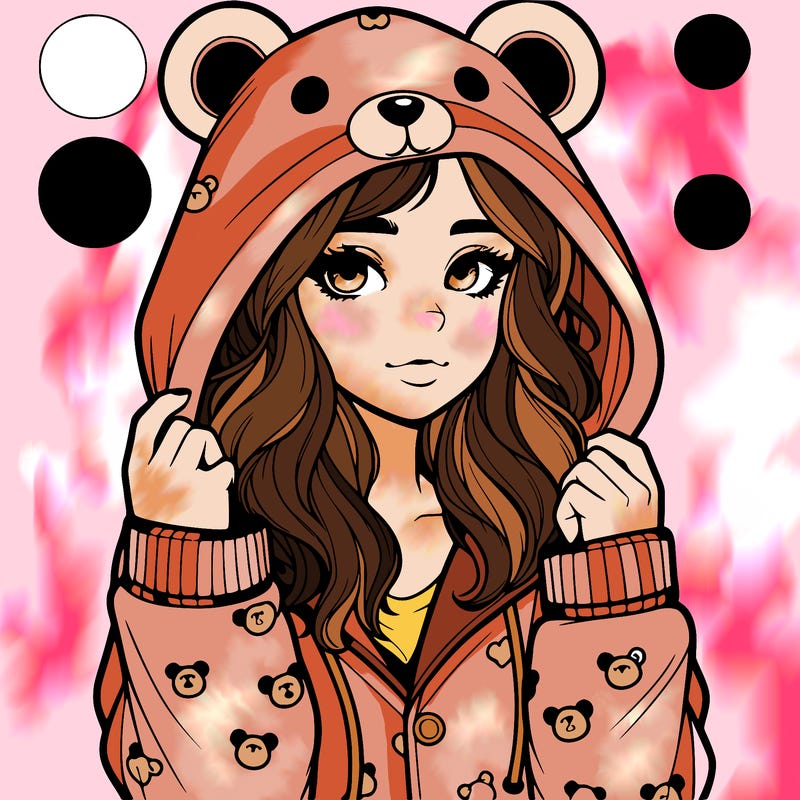 realistic girl in a animal pjs hoodie