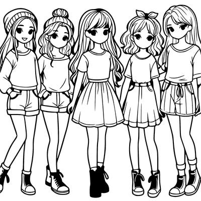 a group of five girls