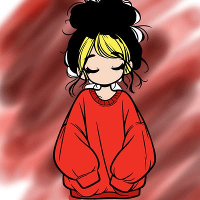 girl with baggy sweatshirt and messy bun