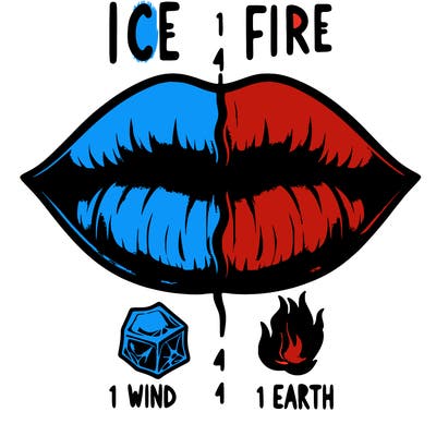 realistic lip split in fourth . 1 fourth ice 1 fire 1wind 1 earth