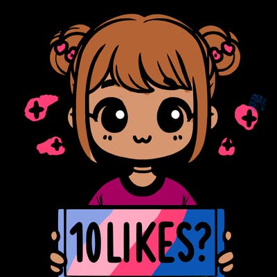 cute girl that is holding a sign that says 10 likes?