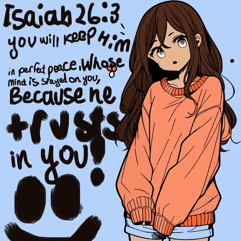 manga teen girl  in a sweater and baggy pants