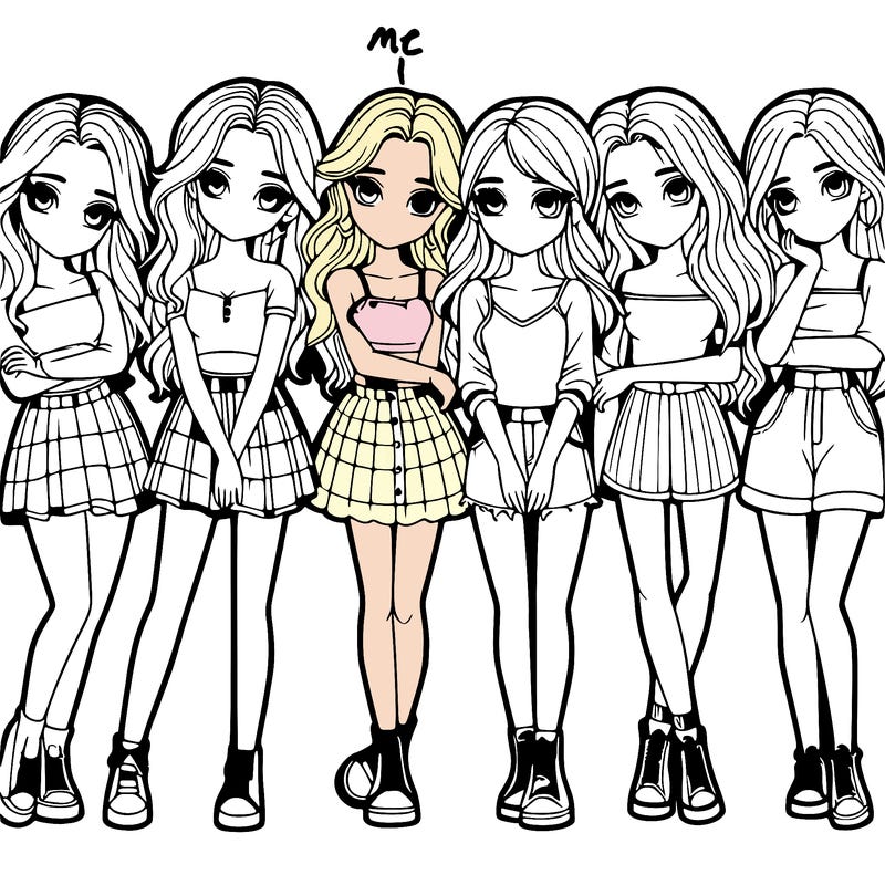 a group of girls realistic