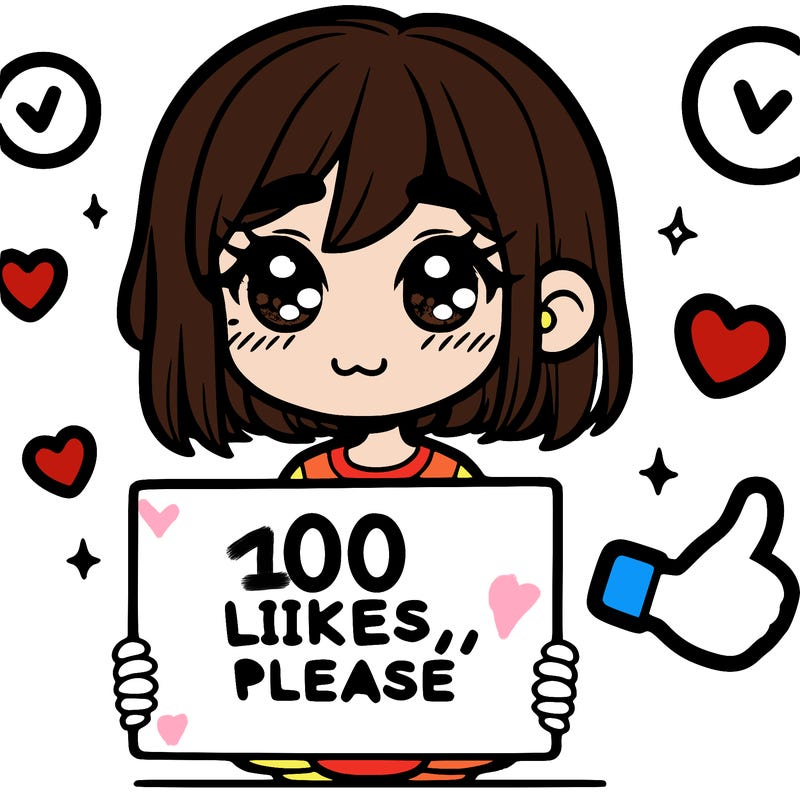 a girl with a sign saying 100 likes, please