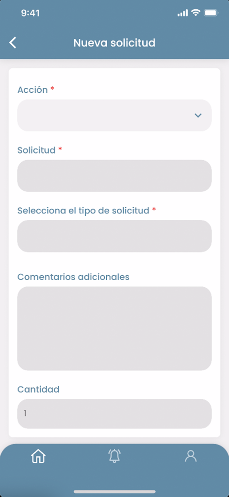 Innsist HoS - New service request form in the Innsist HoS mobile application
