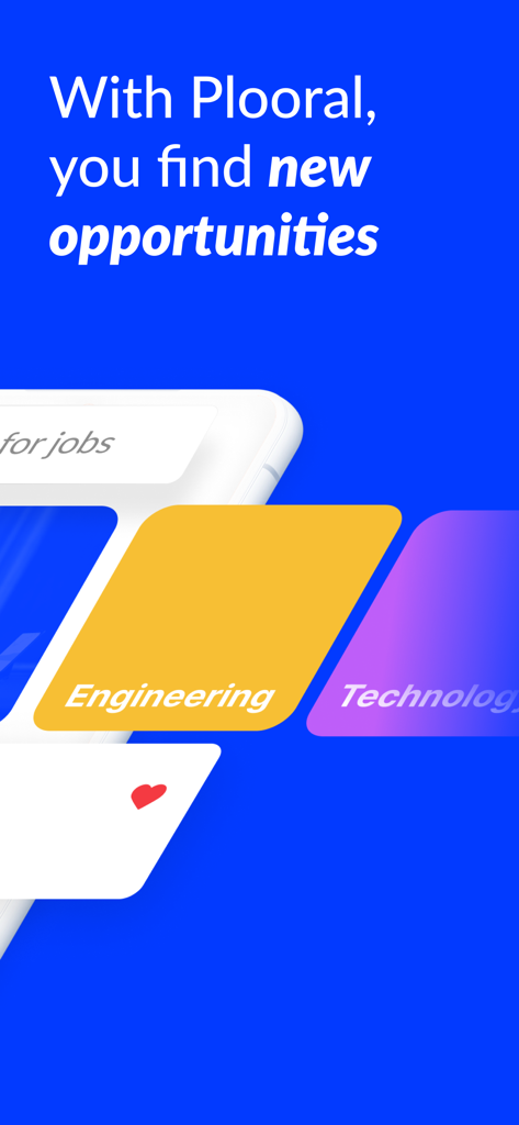 Plooral: Career & Jobs - Plooral app interface showing job categories for engineering and technology