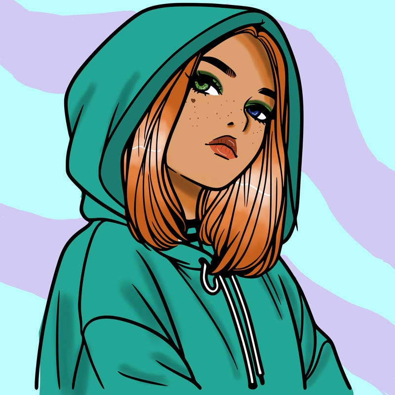 a realistic girl in a hoodie