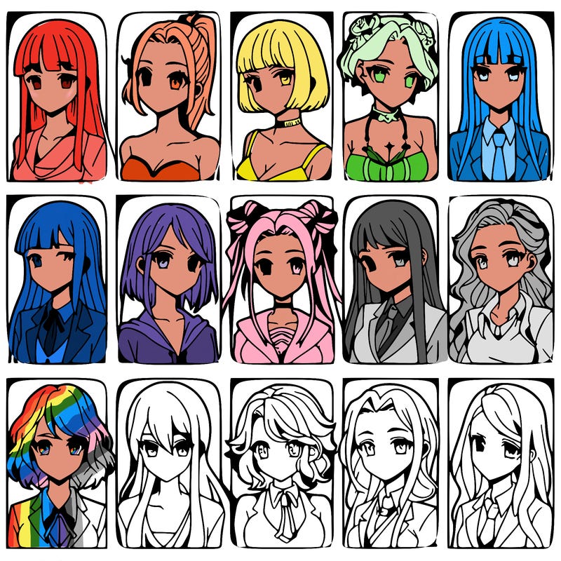 girls that look diffrent anime