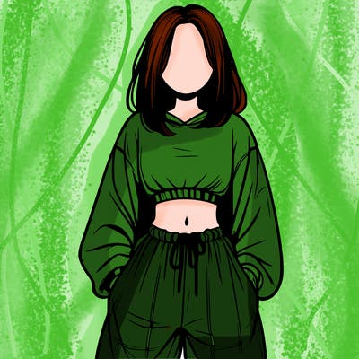 realistic girl faceless with baggy pants and a crop top