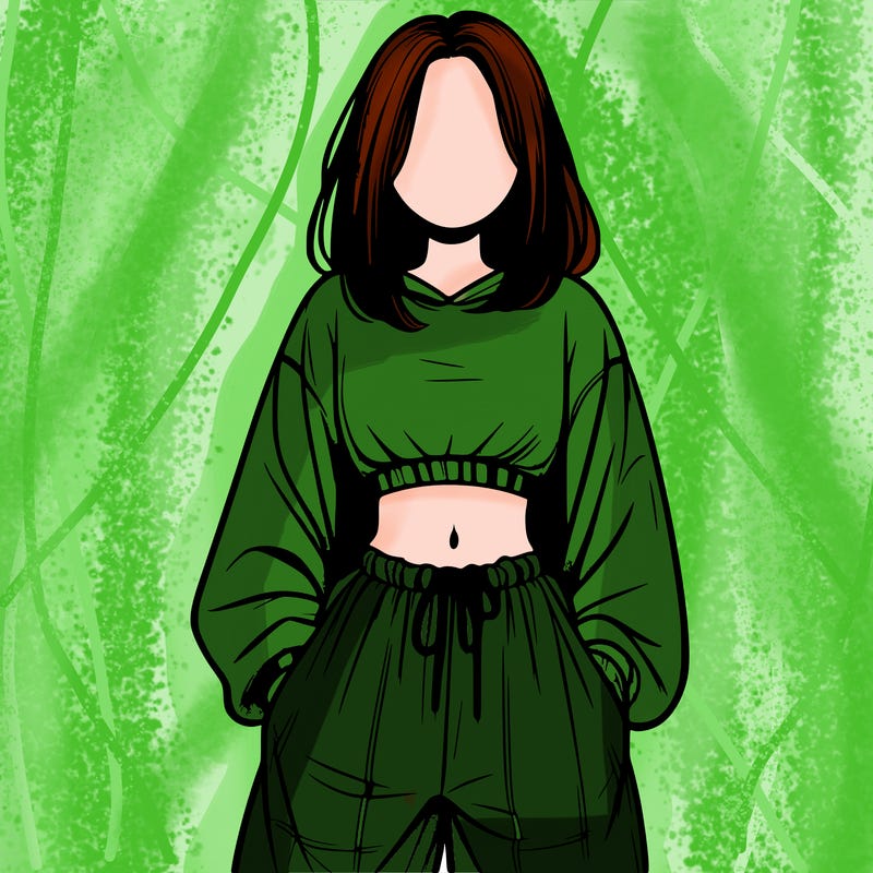 realistic girl faceless with baggy pants and a crop top