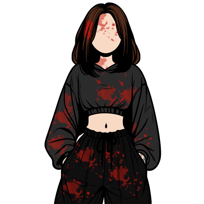 realistic girl faceless with baggy pants and a crop top