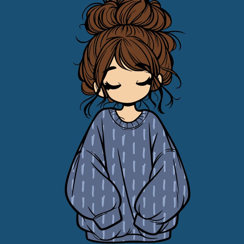 girl with baggy sweatshirt and messy bun