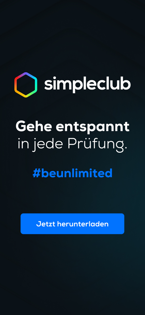 Willkommensbildschirm der simpleclub Lern-App für stressfreie Prüfungsvorbereitung