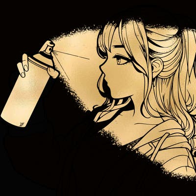 a realistic girl spray, painting