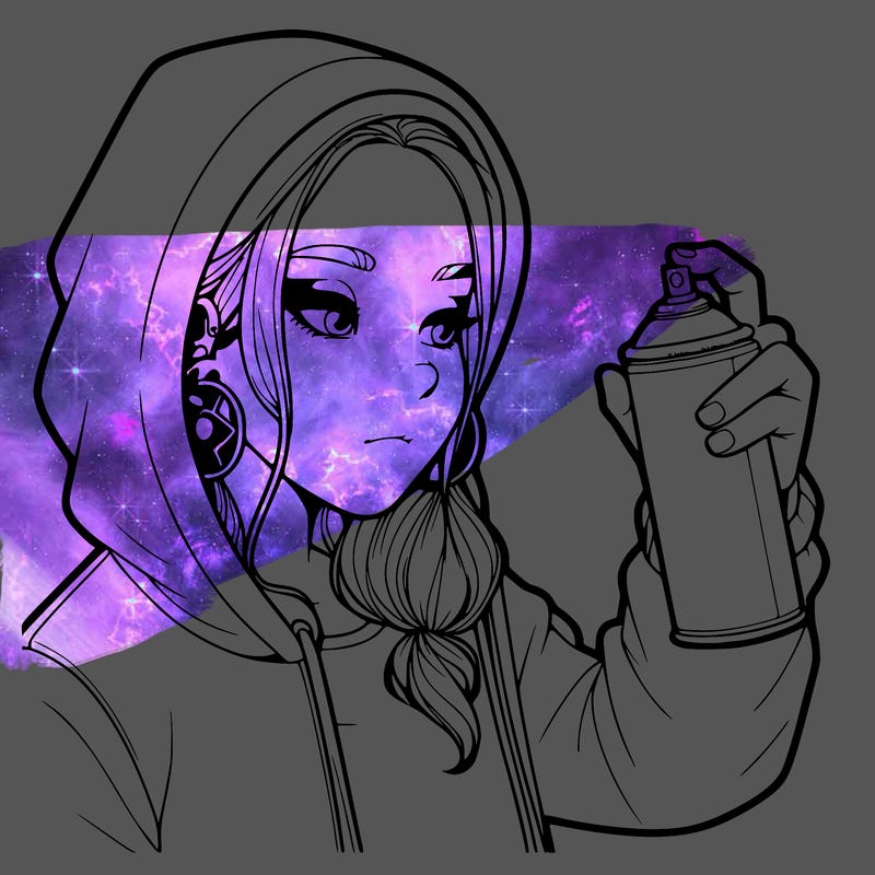 a realistic girl, spray painting