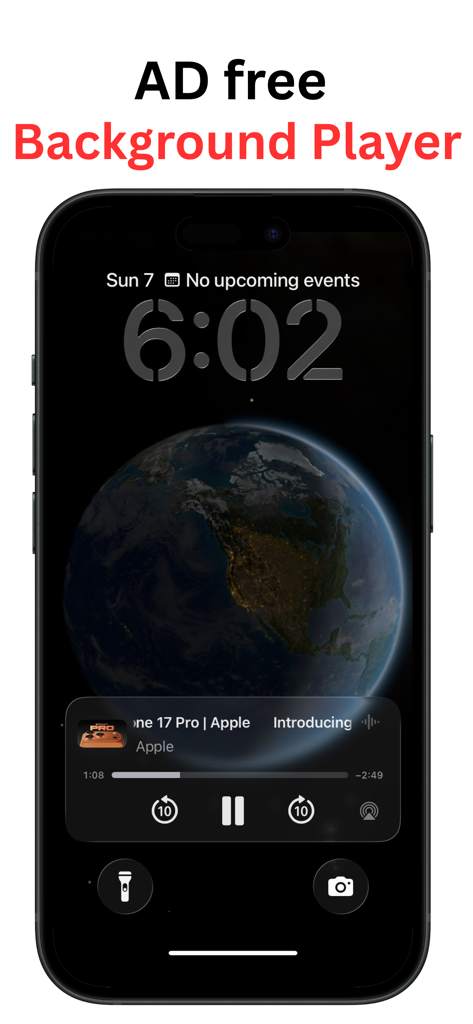 Pip For Youtube - - iPhone lock screen displaying ad free YouTube background playback feature