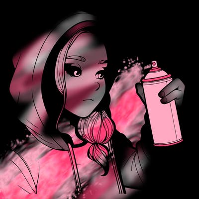 a realistic girl, spray painting