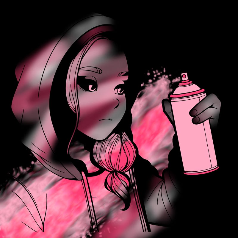 a realistic girl, spray painting