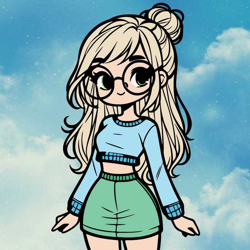 cute girl wearing glasses skirt and crop top