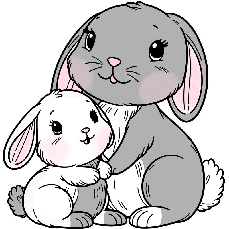 baby bunny with mama bunny