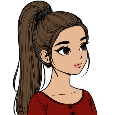 realistic girl with a high ponytail ❤️