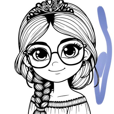 a girl with one braid and glasses who is a princess realistic