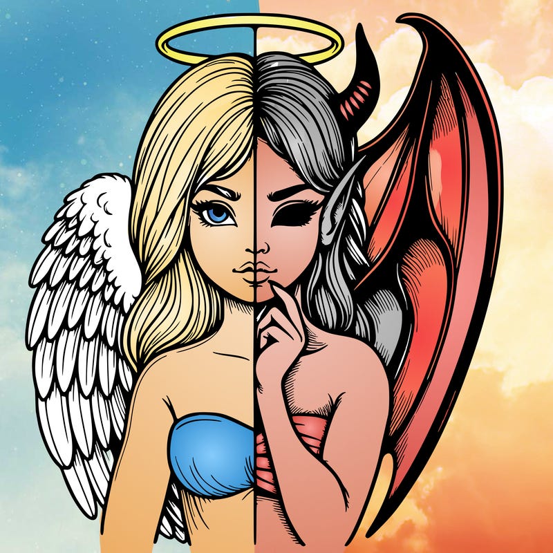 realistic angel half demon