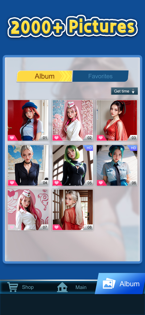 Mosaic Jigsort : Block Puzzle - Mosaic Jigsort puzzle album screen showing a gallery of artistic portraits