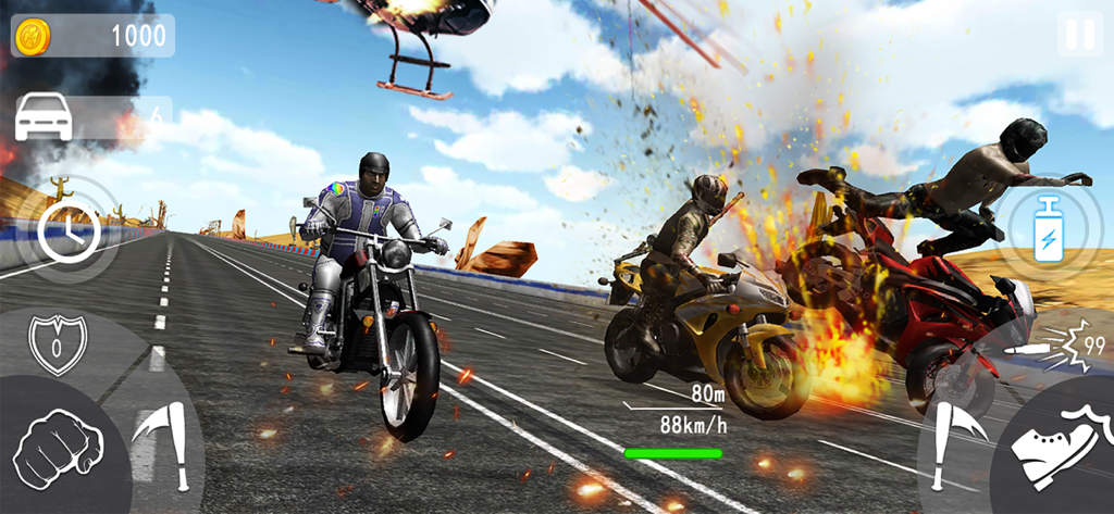 Crazy Moto- Bike Shooting Game - Carreras de combate en moto a alta velocidad con explosiones en Crazy Moto