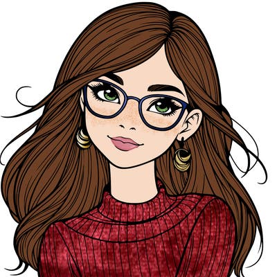 realistic girl with glasses