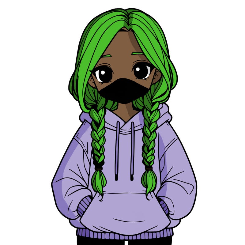 a realistic girl with a oversized hoodie and she has braids