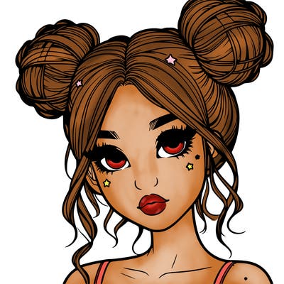 realistic girl with space buns