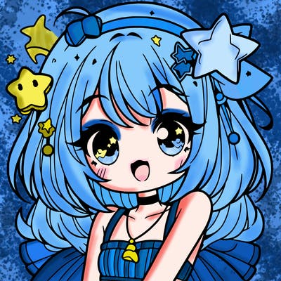 cute anime girl with star accessories