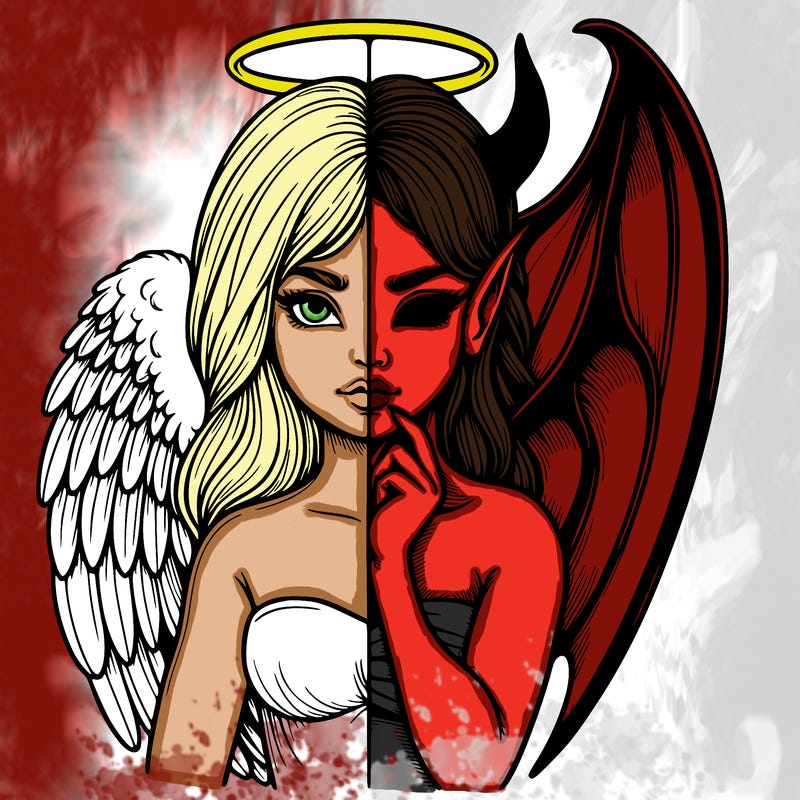 realistic angel half demon