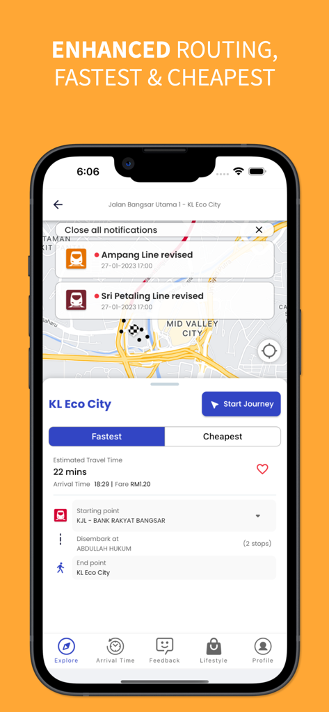 MyRapid PULSE app interface displaying transit routing and fare options
