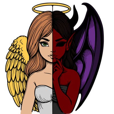 realistic angel half demon