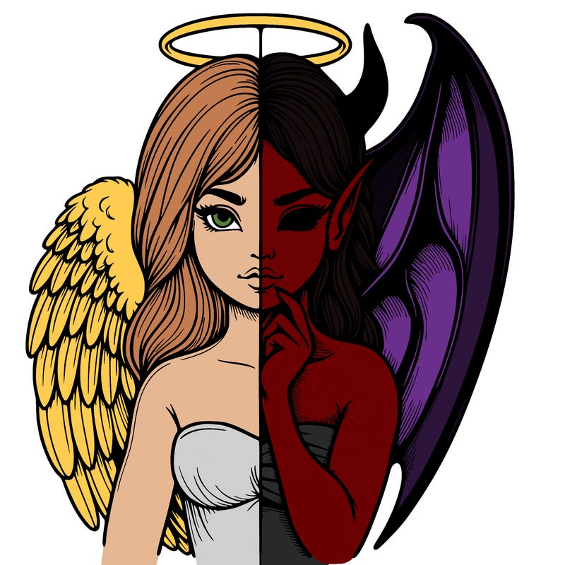 realistic angel half demon