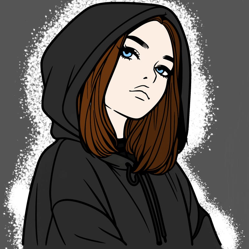 a realistic girl in a hoodie