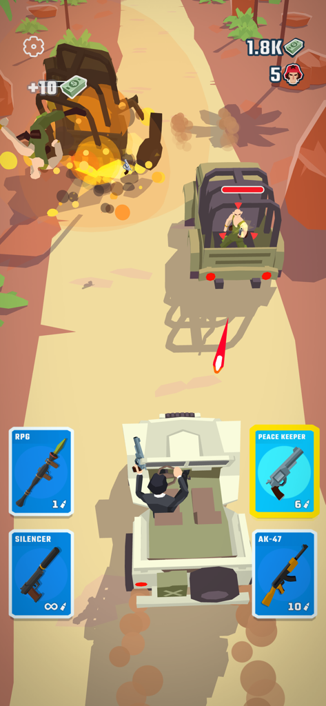 Agent Action - Spy Shooter - Perseguição de carro do jogo Agent Action Spy Shooter com ícones de seleção de armas