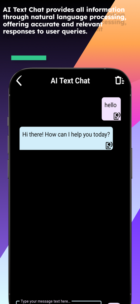 English Malagasy Translator - AI text chat screen of the English Malagasy Translator app showing a simple chat interface