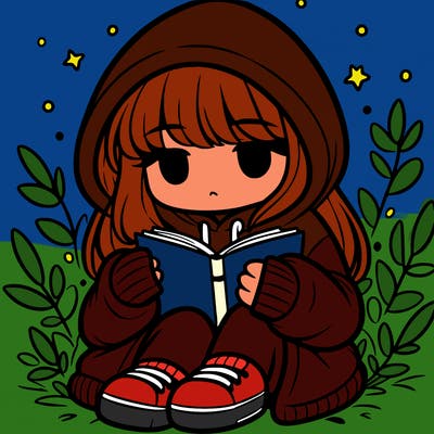 girl in oversized hoodie reading a book