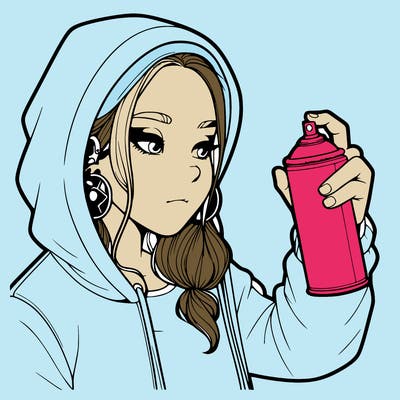 a realistic girl, spray painting
